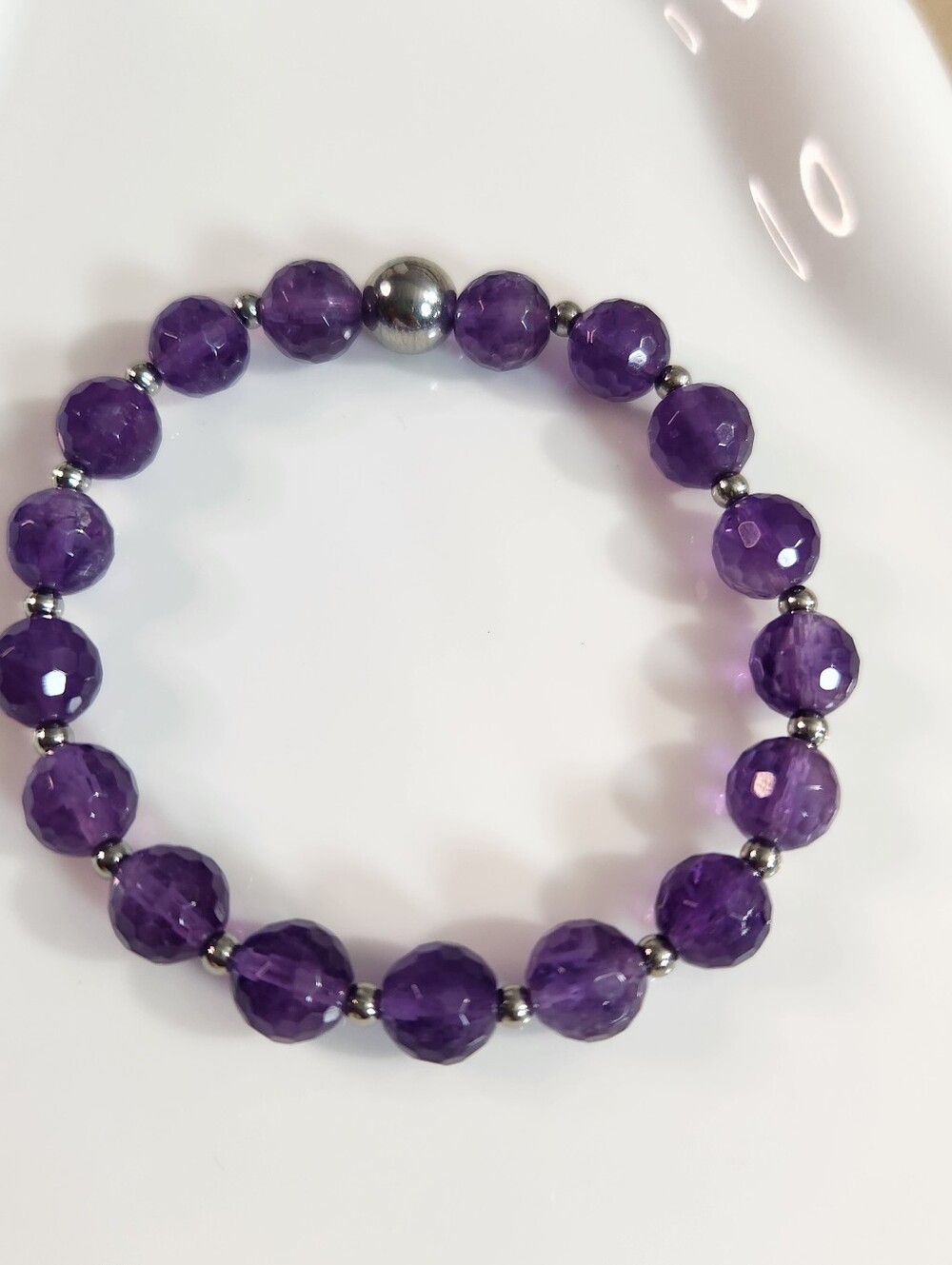 Stretchy Beaded Amethyst Bracelet